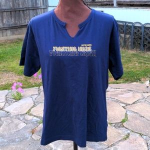 Red Oak Sportswear Notre Dame Fighting Irish Navy Short Sleeve TShirt Knotched V